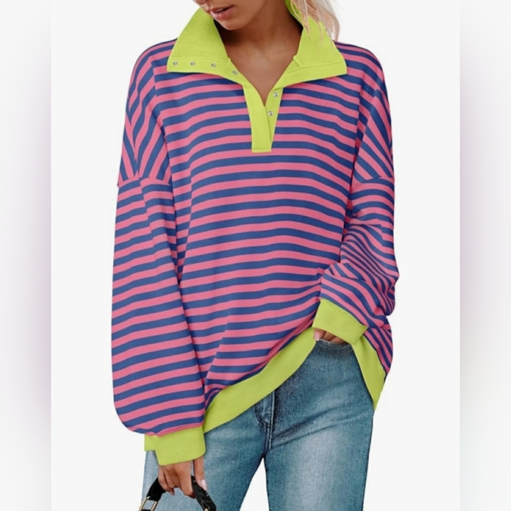 Zesica NWT Oversized Pullover Lapel V-Neck Sweater Size Medium